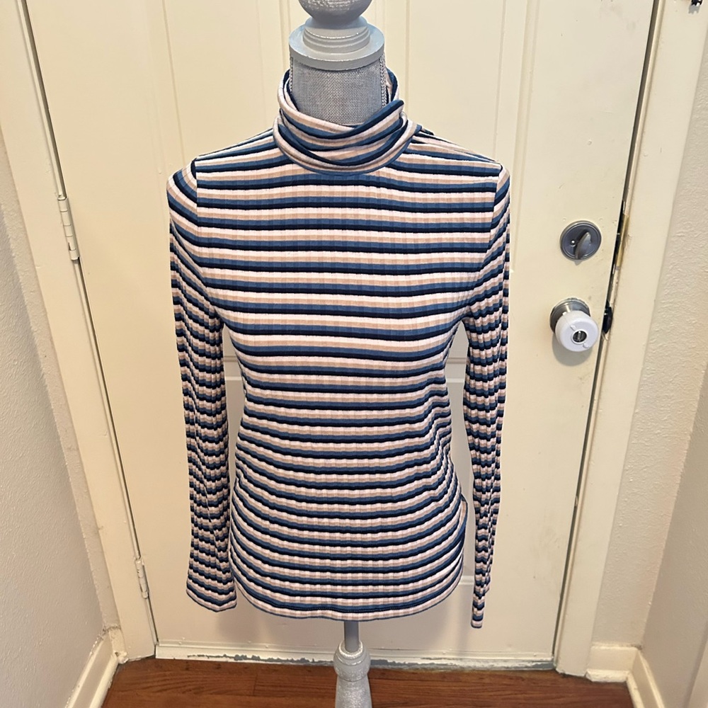 Madewell Striped Long Sleeve Turtleneck Top Medium
